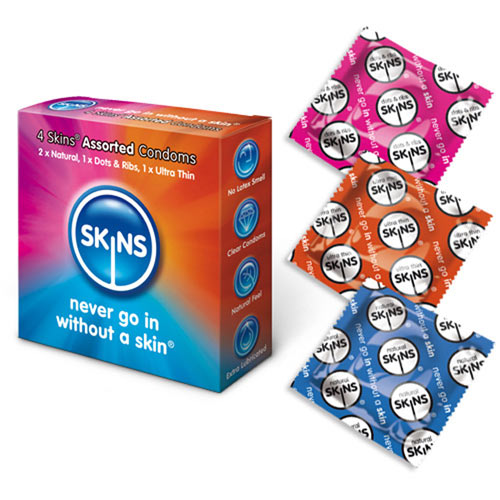 Skins Condoms Assorted 4 Pack Skins Condoms Assorted 4 Pack